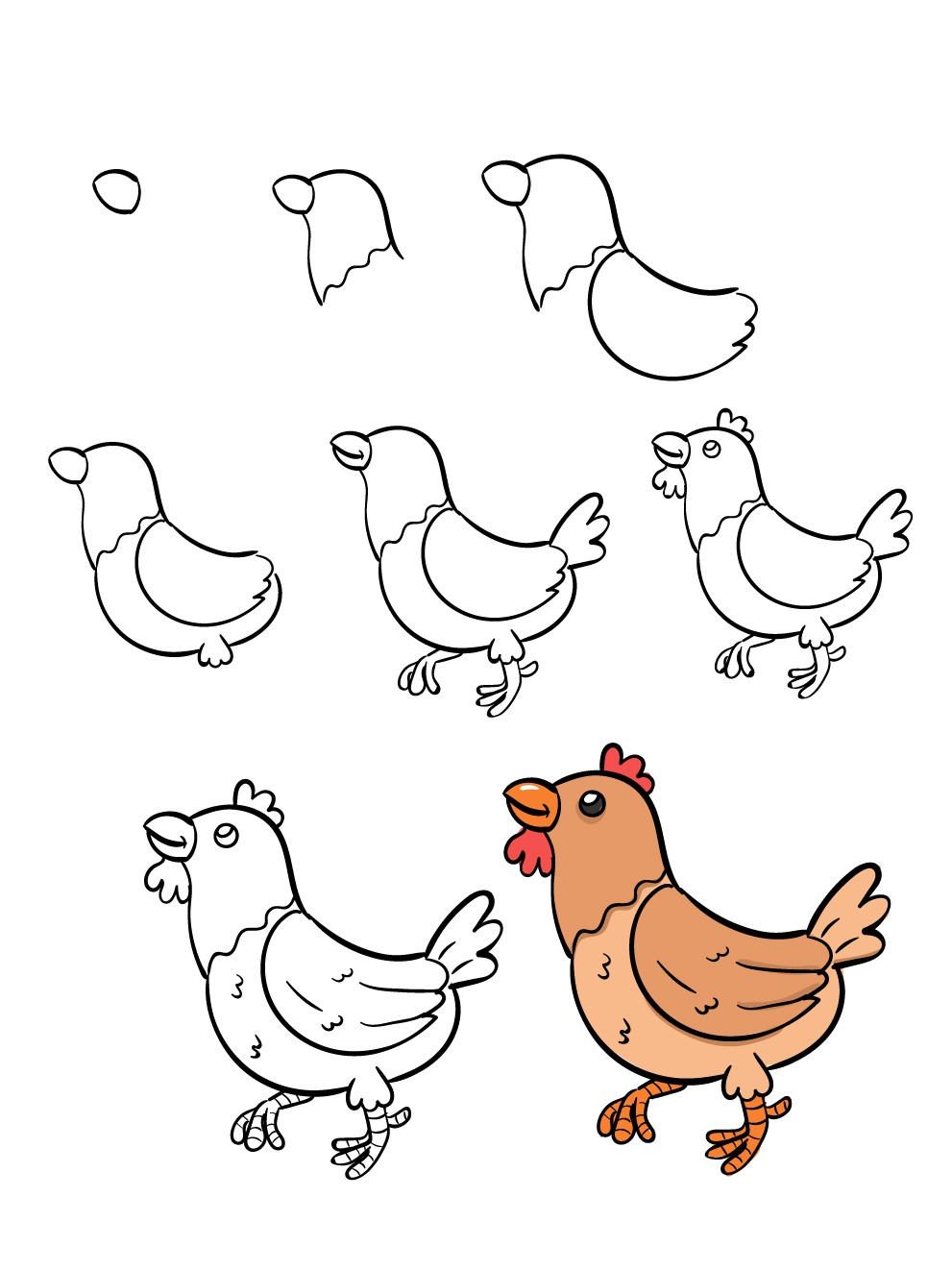 Hình vẽ con gà, hình tô màu con gà trống gà mái cho bé đẹp nhất - Tô màu  trực tuyến