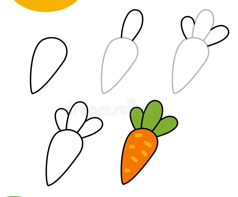 Tự tay vẽ Hình vẽ cà rốt cute cho trẻ em và người mới học